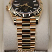 2023 ROLEX DAY-DATE YELLOW GOLD BLACK DIAL W/ BAGUETTE MARKERS 40MM 228238a