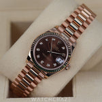2024 LADIES ROLEX DATEJUST CHOCOLATE DIAMOND-SET DIAL EVEROSE GOLD 31MM 278275