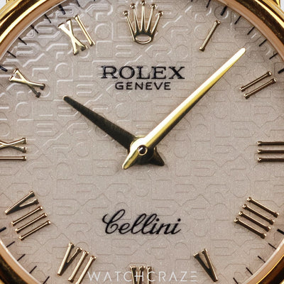 2003 LADIES ROLEX CELLINI DILVER DIAL BROWN LEATHER BAND 26MM 01/08/6110
