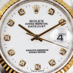 1999 ROLEX DATEJUST TWO-TONE GOLD WHITE DIAL 36MM 16233