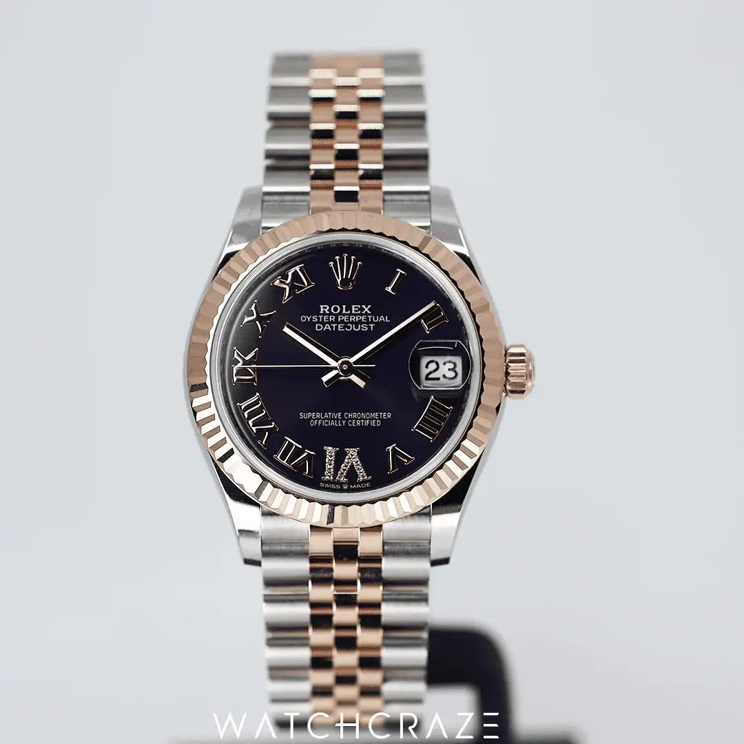2023 ROLEX LADY-DATEJUST PURPLE AUBERGINE DIAL EVEROSE & OYSTERSTEEL DIAMOND MARKERS 31mm 278271