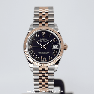 2023 ROLEX LADY-DATEJUST PURPLE AUBERGINE DIAL EVEROSE & OYSTERSTEEL DIAMOND MARKERS 31mm 278271