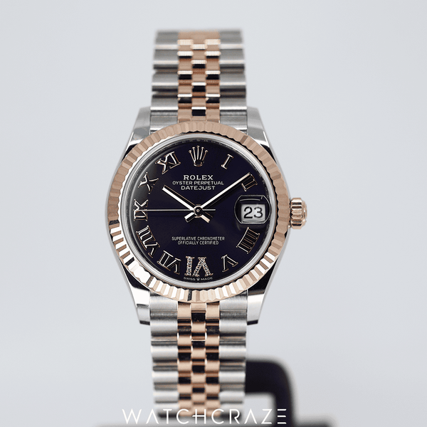 2023 ROLEX LADY-DATEJUST PURPLE AUBERGINE DIAL EVEROSE & OYSTERSTEEL DIAMOND MARKERS 31mm 278271