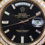 2023 ROLEX DAY-DATE BLACK DIAL DIAMOND BEZEL 40MM 228348RBR
