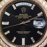 2022 ROLEX DAY DATE YELLOW GOLD DIAMOND BEZEL BALCK DIAL 40MM 228348
