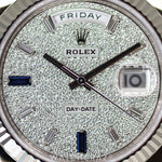 2023 ROLEX DAY-DATE PRESIDENT WHITE GOLD DIAMOND PAVE SAPPHIRES DIAL 40MM 228239