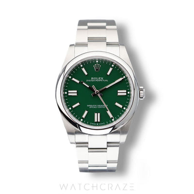 2024 ROLEX OYSTER PERPETUAL GREEN DIAL STAINLESS STEEL 41MM 124300