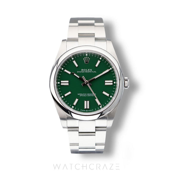 2024 ROLEX OYSTER PERPETUAL GREEN DIAL STAINLESS STEEL 41MM 124300