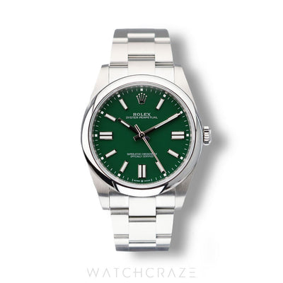 2020 ROLEX OYSTER PERPETUAL GREEN DIAL STAINLESS STEEL 41MM 124300