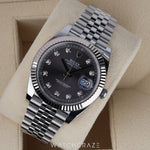 2023 ROLEX DATEJUST RHODIUM DIAL DIAMOND MARKERS 41MM 126334