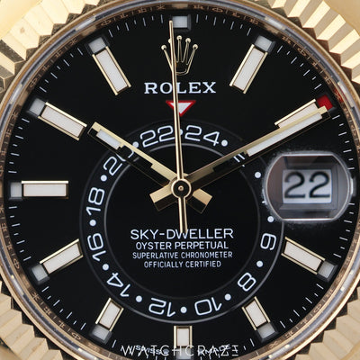 2024 ROLEX SKY-DWELLER YELLOW GOLD BLACK DIAL 42MM 336938
