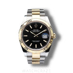 2024 ROLEX DATEJUST TWO TONE GOLD AND STEEL BLACK DIAL 41MM 126333