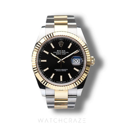 2024 ROLEX DATEJUST TWO TONE GOLD AND STEEL BLACK DIAL 41MM 126333