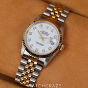 1999 ROLEX DATEJUST TWO-TONE GOLD WHITE DIAL 36MM 16233