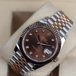 2022 ROLEX DATEJUST CHOCOLATE DIAL 41MM 126331 DIAMOND MARKERS