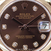 2021 ROLEX DATEJUST ROSE GOLD DIAMOND MARKERS 31MM 278245