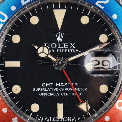 1972 ROLEX GMT MASTER "PEPSI" 40MM 1675 FULL SET