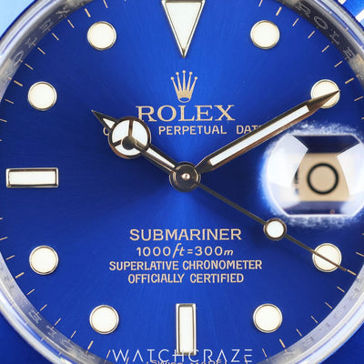 2008 ROLEX SUBMARINER "BLUSEY" YELLOW GOLD/STEEL BLUE DIAL 40MM 16613