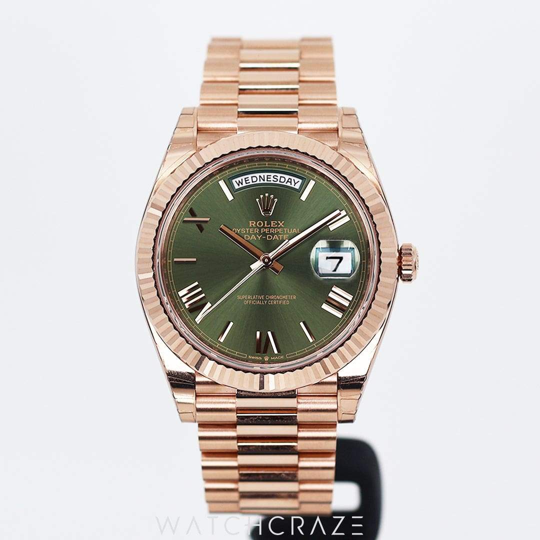 2023 ROLEX DAY-DATE ROSE GOLD OLIVE GREEN DIAL 40MM 228235