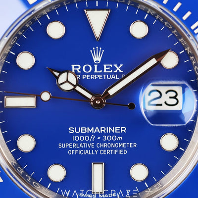2010 ROLEX SUBMARINER DATE WHITE GOLD BLUE DIAL "SMURF" 40MM 116619LB