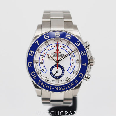 2018 ROLEX YACHTMASTER 2  WHITE DIAL 44MM 116680 STAINLESS STEEL
