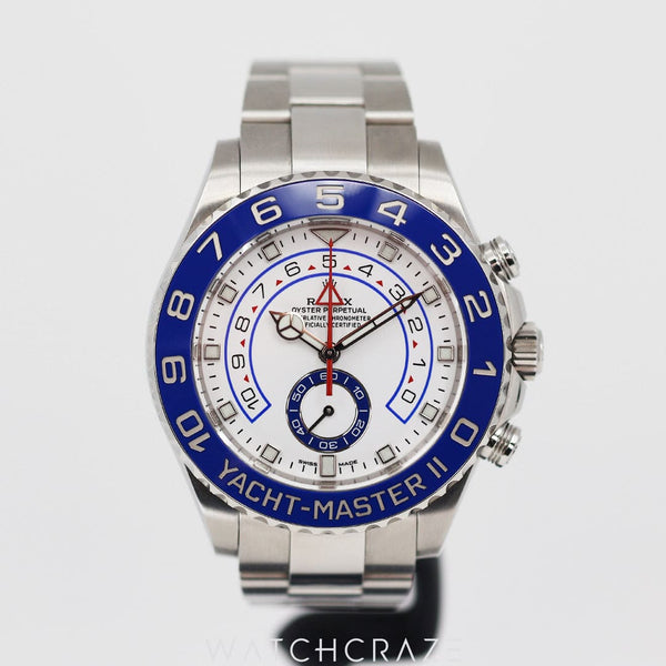 2018 ROLEX YACHTMASTER 2  WHITE DIAL 44MM 116680 STAINLESS STEEL