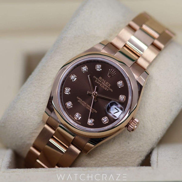 2021 ROLEX DATEJUST ROSE GOLD DIAMOND MARKERS 31MM 278245