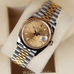 2024 ROLEX DATEJUST TWO TONE YELLOW GOLD AND STEEL CHAMPGANE DIAL 36MM 126233