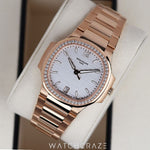 2024 PATEK PHILIPPE NAUTILUS LADIES AUTOMATIC ROSE GOLD DIAMOND BEZEL 35.2MM 7118/1200R-00
