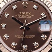 2024 LADIES ROLEX DATEJUST CHOCOLATE DIAMOND-SET DIAL EVEROSE GOLD 31MM 278275