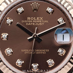 2024 LADIES ROLEX DATEJUST CHOCOLATE DIAMOND-SET DIAL EVEROSE GOLD 31MM 278275