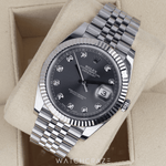 2017 ROLEX DATEJUST RHODIUM DIAL DIAMOND MARKERS 41MM 126334