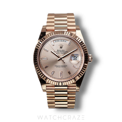 2022 ROLEX DAY-DATE SUNDUST BAGUETTE  DIAMOND MARKERS 40MM 228235