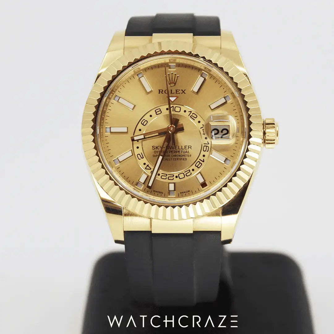 2021 ROLEX SKY-DWELLER OYSTERFLEX CHAMPAGNE DIAL 42MM 326238