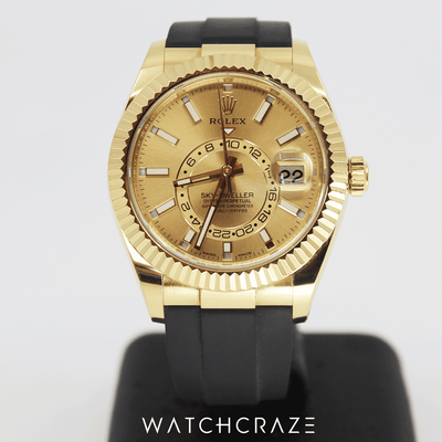 2021 ROLEX SKY-DWELLER OYSTERFLEX CHAMPAGNE DIAL 42MM 326238