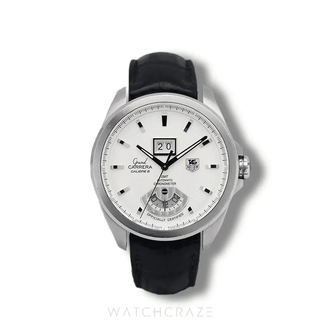2009 TAG HEUER GRAND CARRERA GMT WHITE DIAL 43MM WAV5112FC