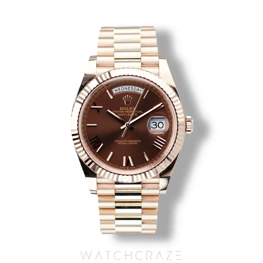2022 ROLEX DAY-DATE EVEROSE GOLD CHOCOLATE DIAL 40MM 228235