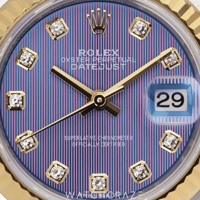 2017 ROLEX LADY DATE JUST TWO TONE YELLOW GOLD AND STEEL PURPLE DIAL DIAMOND MARKERS 28MM 279173