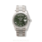 2021 ROLEX DAY-DATE WHITE GOLD OLIVE DIAL 40MM 228239