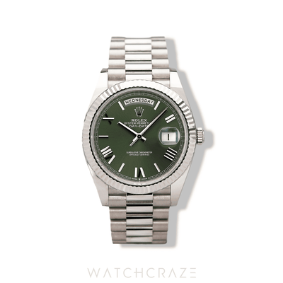 2021 ROLEX DAY-DATE WHITE GOLD OLIVE DIAL 40MM 228239