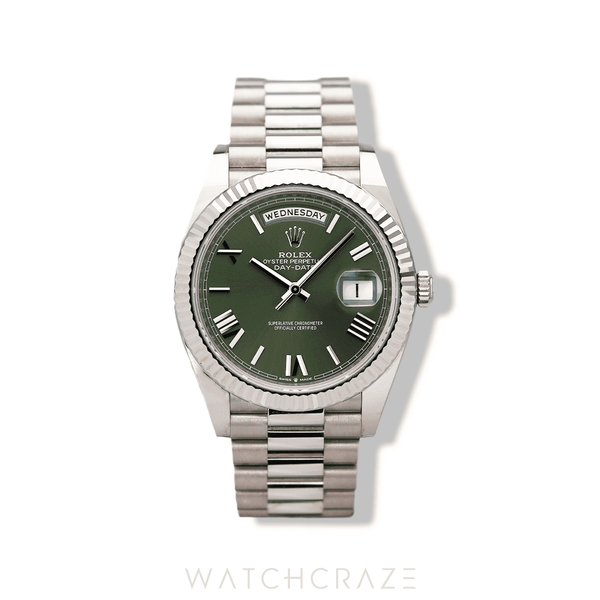 2021 ROLEX DAY-DATE WHITE GOLD OLIVE DIAL 40MM 228239