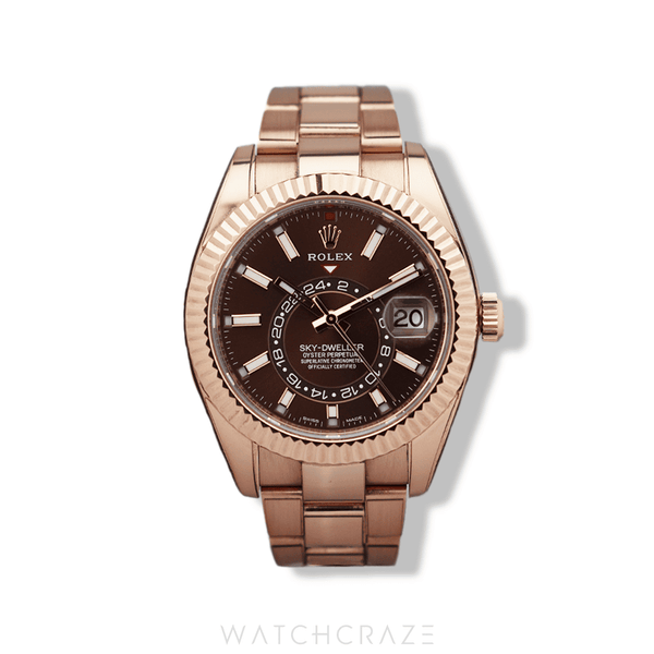2022 ROLEX SKY-DWELLER ROSE GOLD CHOCOLATE DIAL 42MM 326935 - STICKERS