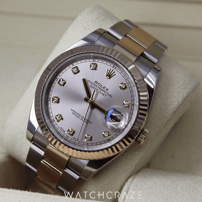 CIRCA 2020 ROLEX DATEJUST DIAMOND MARKERS FLUTED TWO TONE 41MM 126331