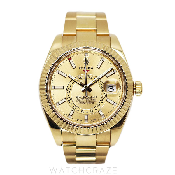 2020 ROLEX SKY-DWELLER FULL YELLOW GOLD CHAMPAGNE DIAL 42MM 326938