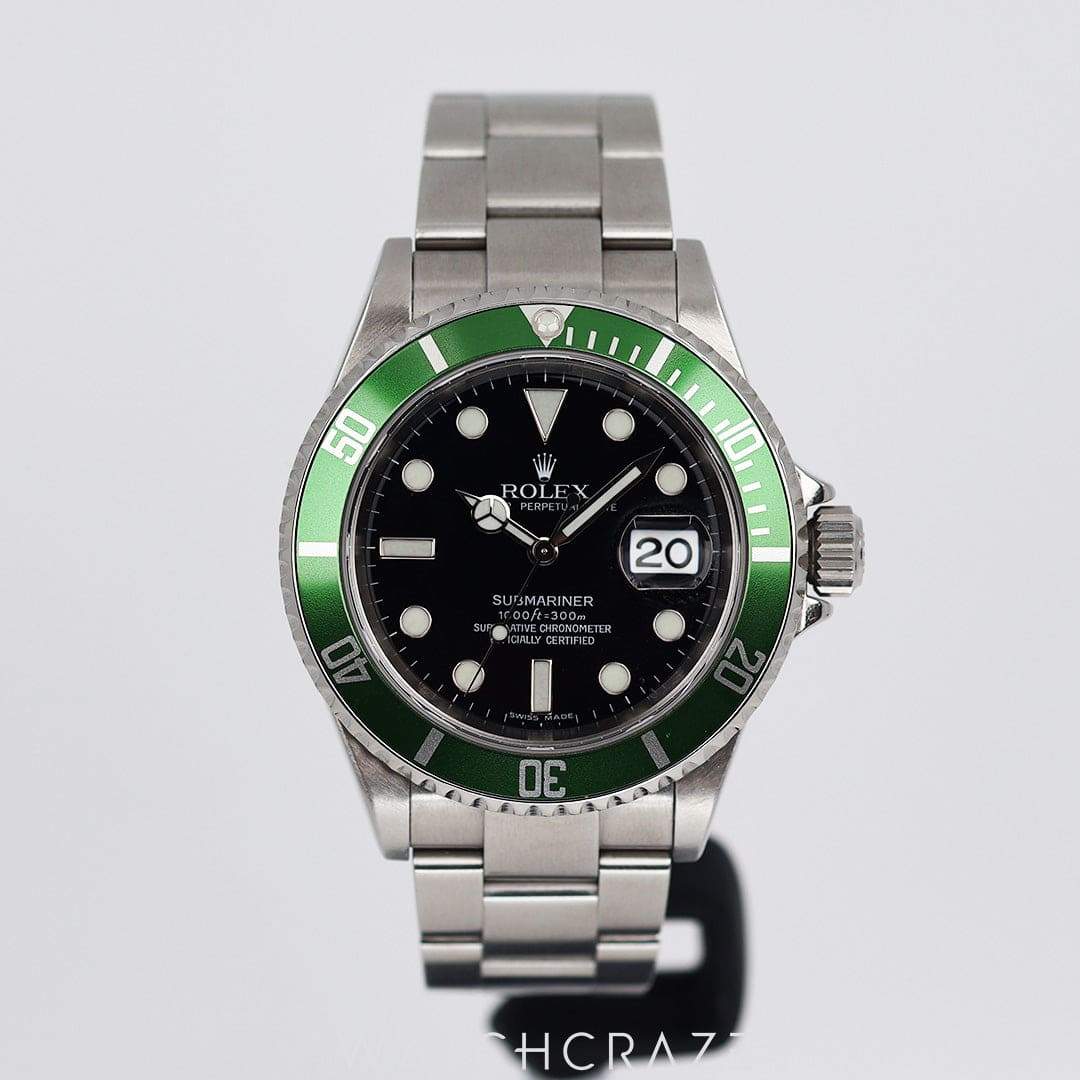 2006 ROLEX SUBMARINER DATE BLACK DIAL "KERMIT" 40MM 16610LV