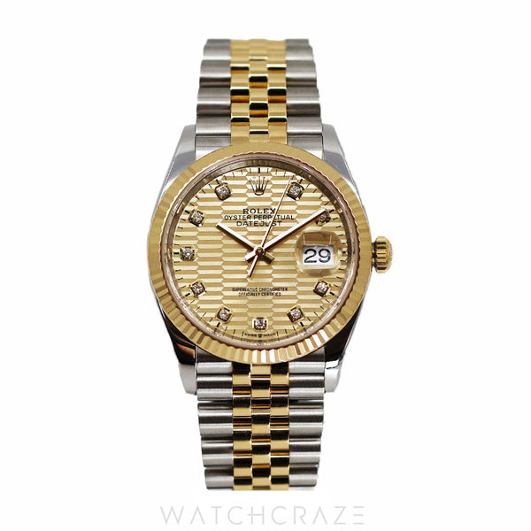 2022 ROLEX DATEJUST TWO TONE DIAMOND MARKERS 36MM 126233