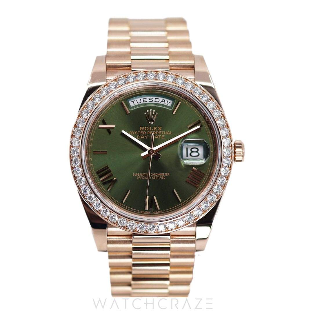 2021 ROLEX DAY-DATE OLIVE DIAL ROSE GOLD 40MM 228345RBR