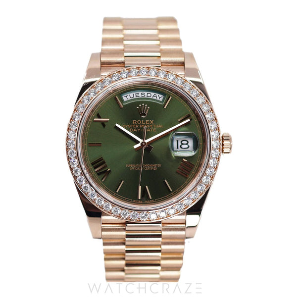 2021 ROLEX DAY-DATE OLIVE DIAL ROSE GOLD 40MM 228345RBR