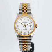 1999 ROLEX DATEJUST TWO-TONE GOLD WHITE DIAL 36MM 16233