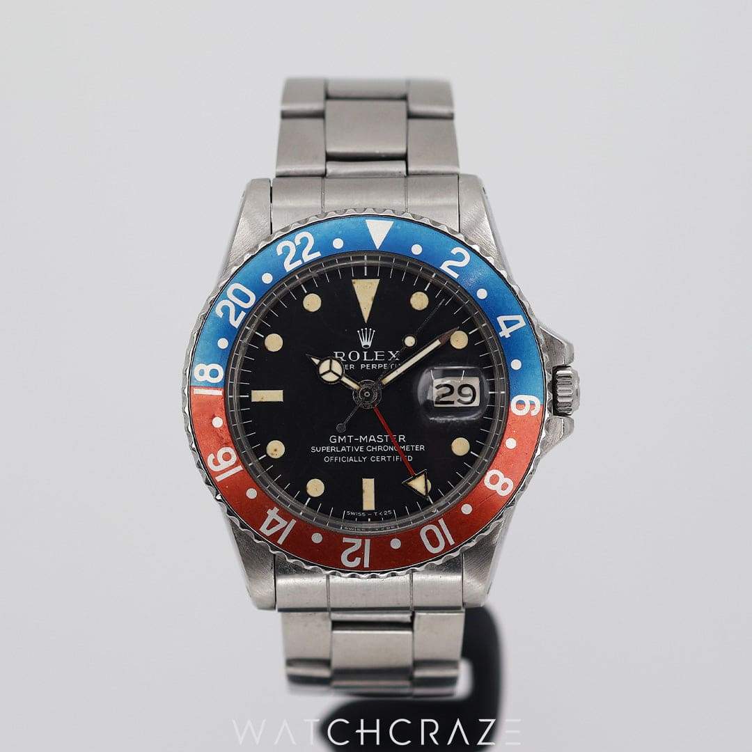 1972 ROLEX GMT MASTER "PEPSI" 40MM 1675 FULL SET